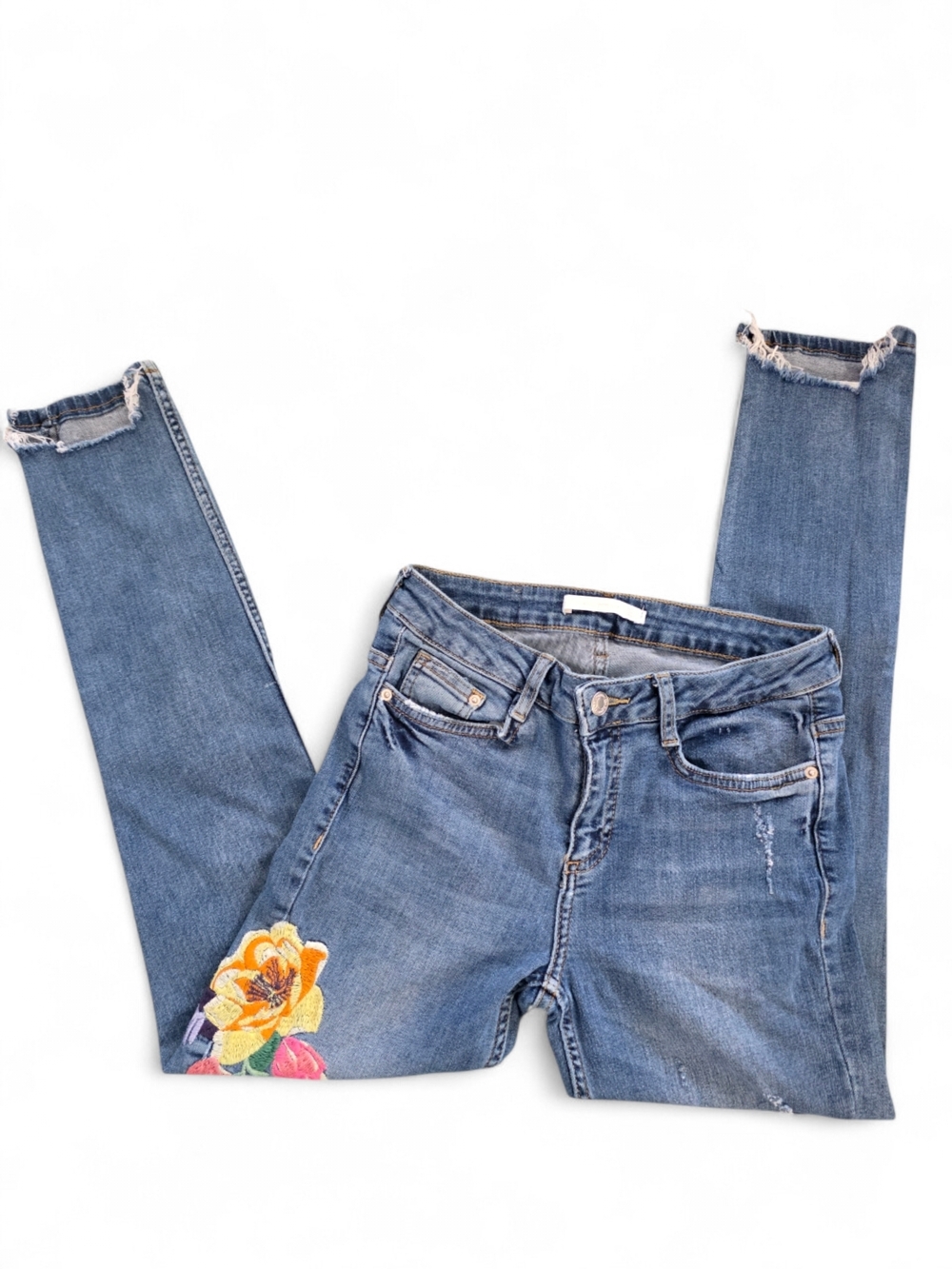 Zara Trafulac Women’s Blue Embroidered Skinny Jeans